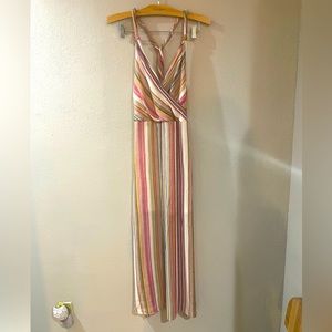 HALTER MAXI BOHO STRIPED DRESS